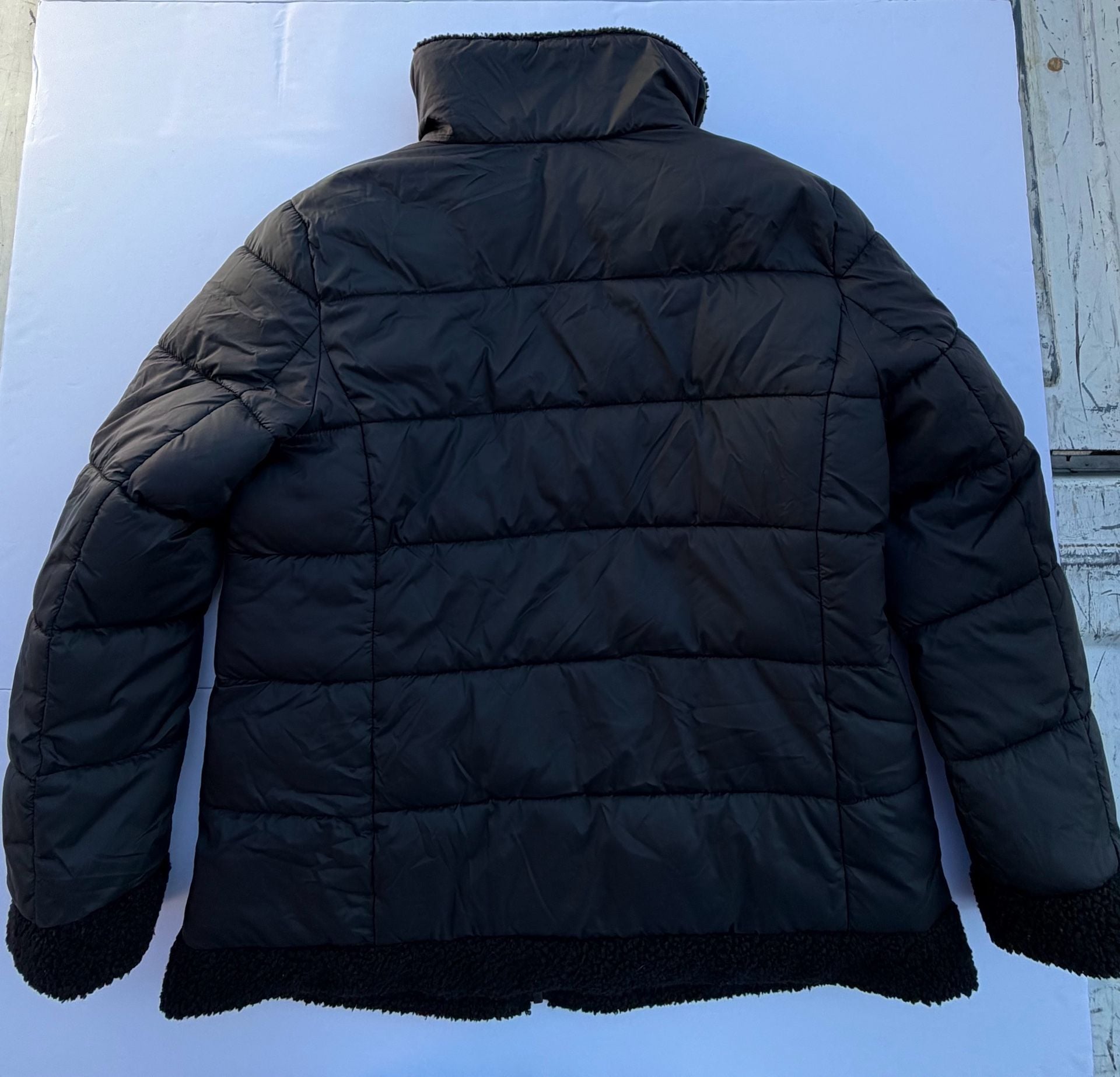 Alyned Together Women's Black Faux Shearling Sherpa Puffer Jacket Size L (12-14) 5
