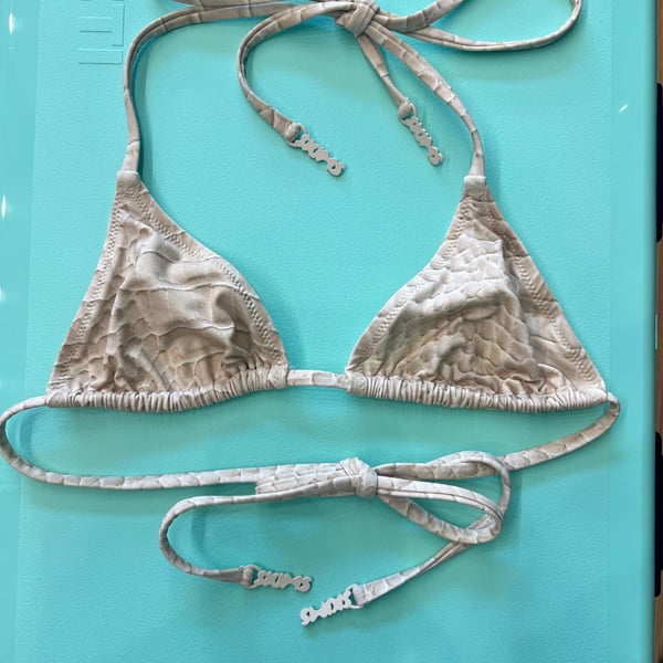 SKIMS Croc Print Triangle Bikini Top Taupe Brown
