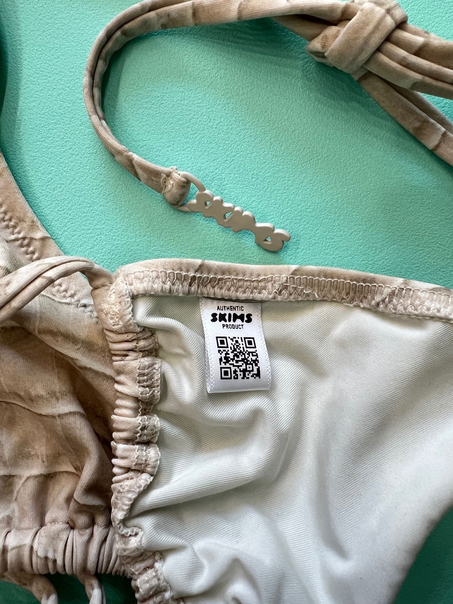 SKIMS Croc Print Triangle Bikini Top Taupe Brown 3