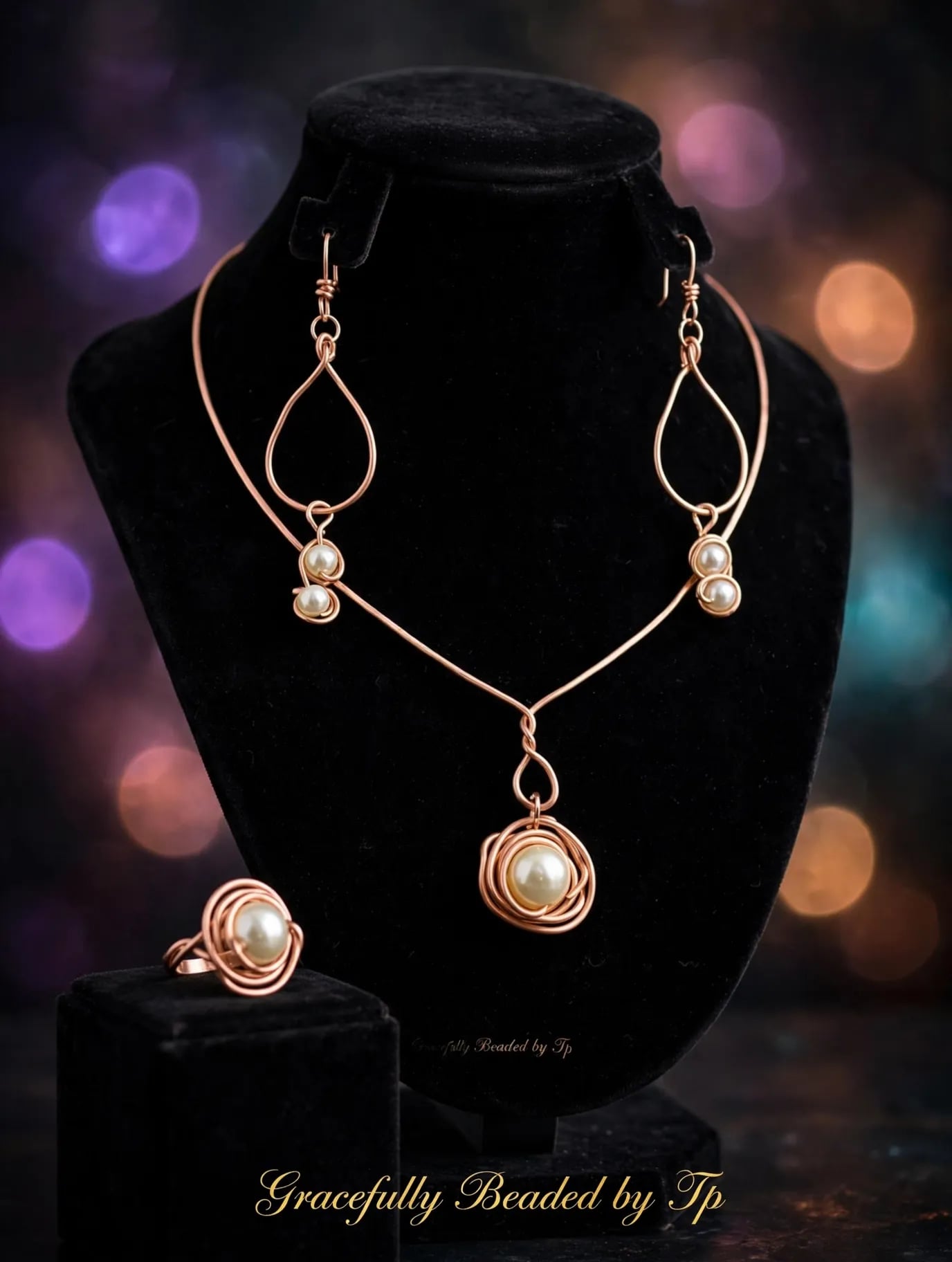 Hammered Copper and Pearls Necklace – , 2