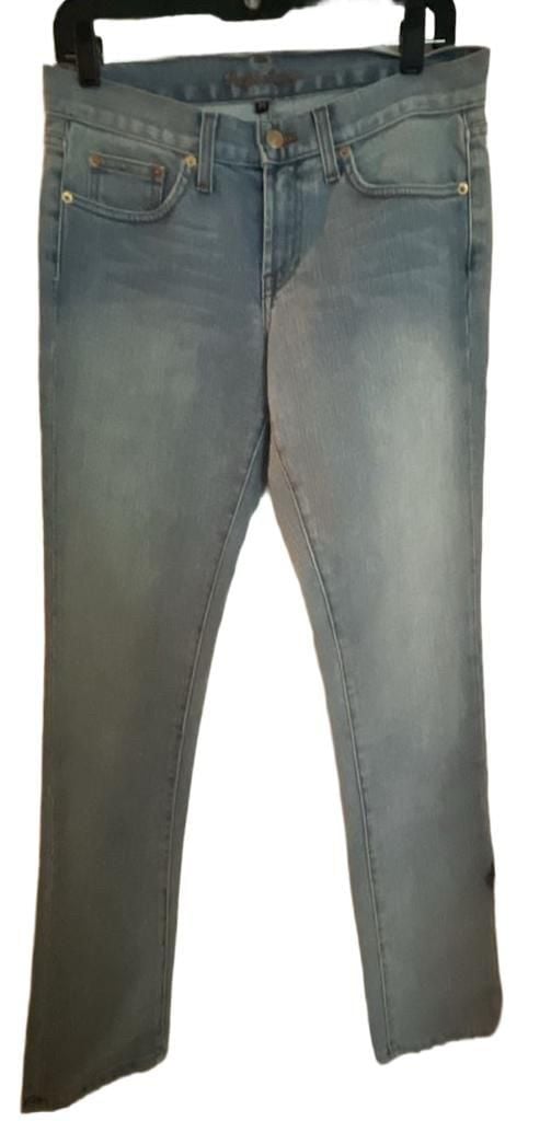 Ralph Lauren Women's Light Wash Straight Leg Jeans with Gold Polo Logo Size 29 2