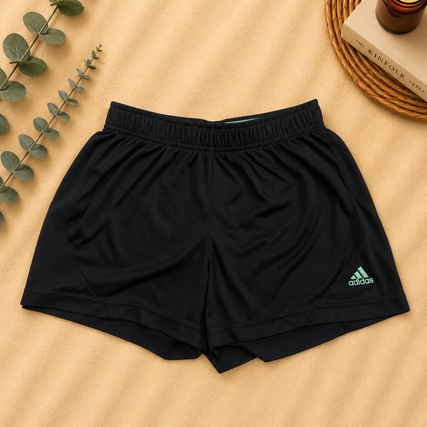 adidas Women's Grey Athletic Shorts with Mint Green Logo