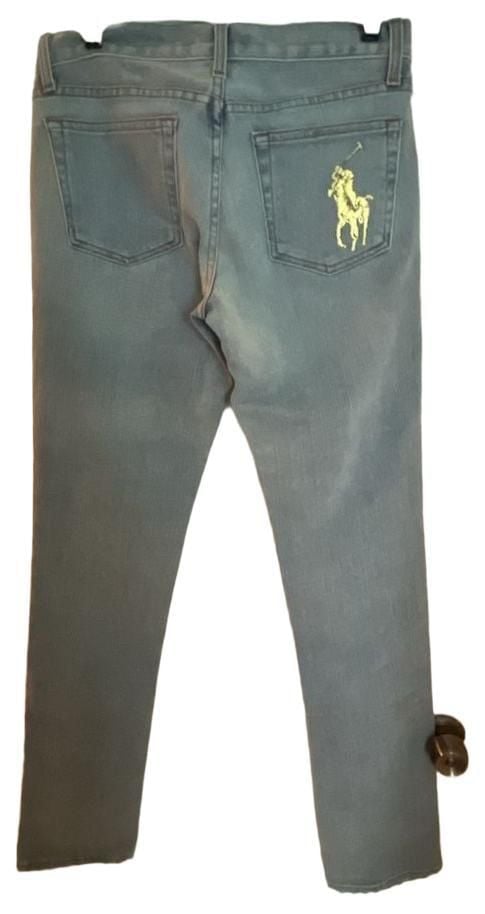 Ralph Lauren Women's Light Wash Straight Leg Jeans with Gold Polo Logo Size 29 4