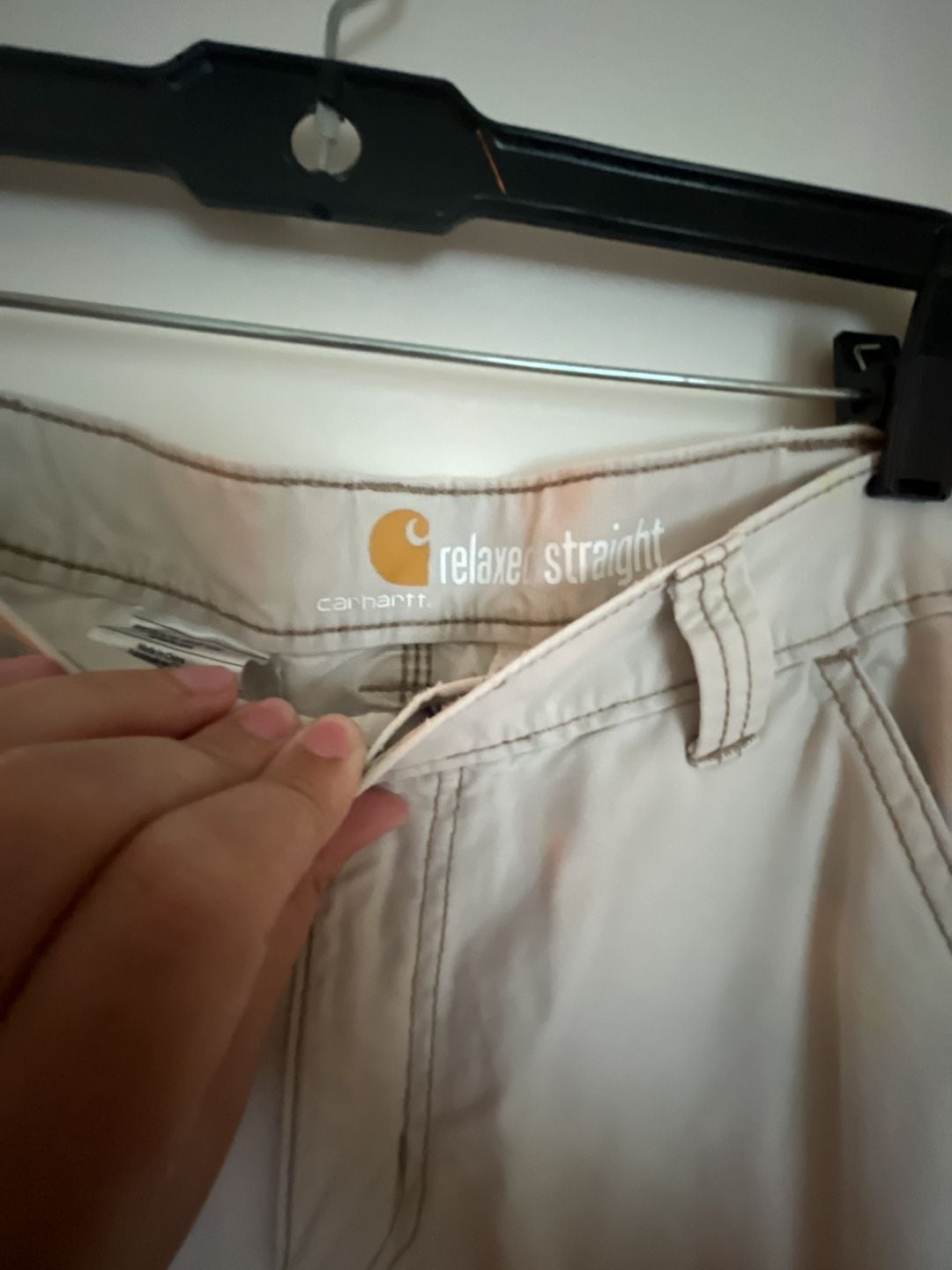Carhartt Relaxed Fit Cargo Pants Cream White Size 33x30 4