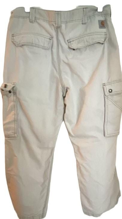 Carhartt Relaxed Fit Cargo Pants Cream White Size 33x30 3