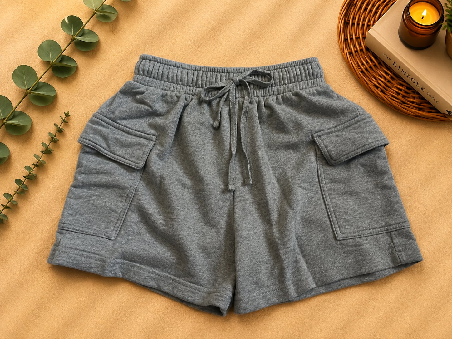 Wild Fable Gray Heathered Cargo Sweat Shorts with Drawstring 2
