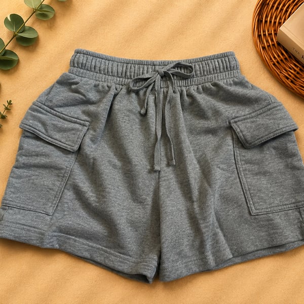 Wild Fable Gray Heathered Cargo Sweat Shorts with Drawstring