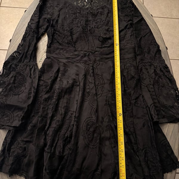 Free People Lover's Folk Song Black Lace Mini Dress