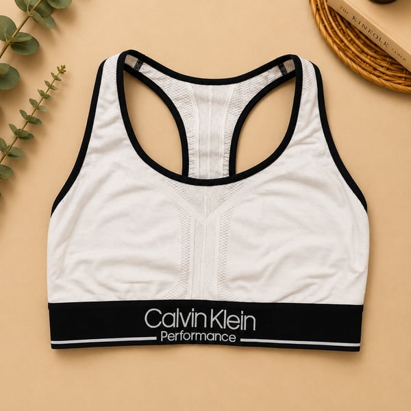 Calvin Klein Performance White and Black Racerback Sports Bra