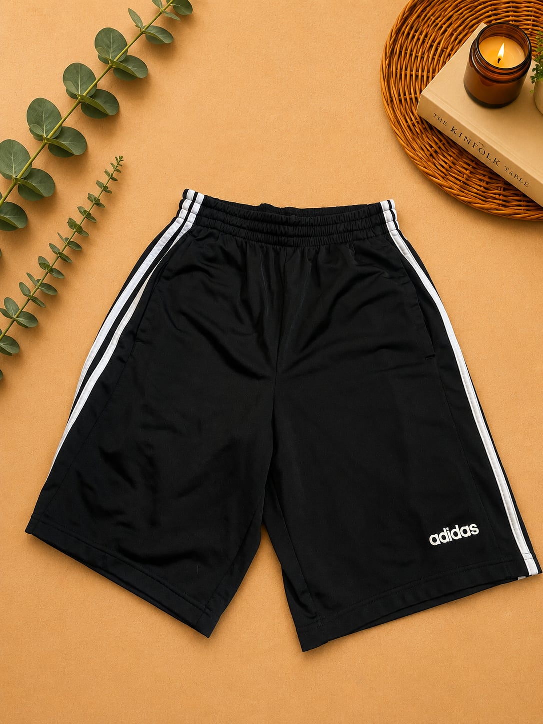 Adidas Men's Black 3-Stripes Athletic Shorts with Logo 2