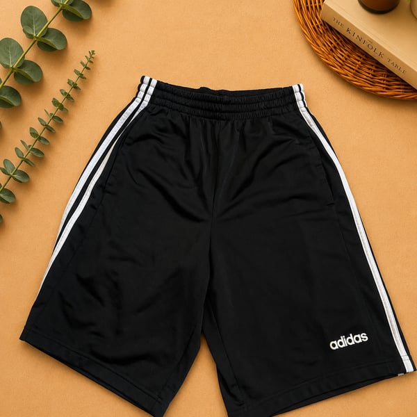 Adidas Men's Black 3-Stripes Athletic Shorts with Logo