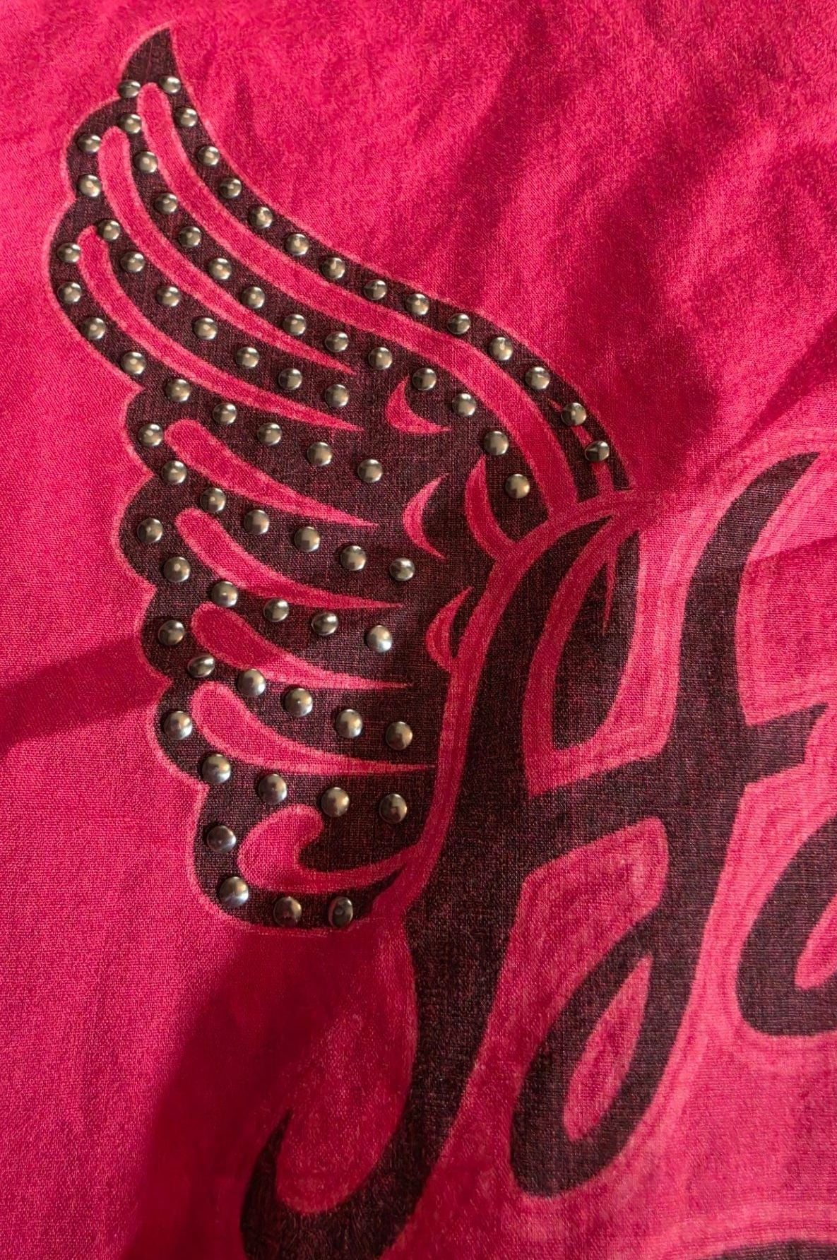 Harley-Davidson Women's Red Pearl Snap Shirt With Rhinestone Wing Graphic XL 6