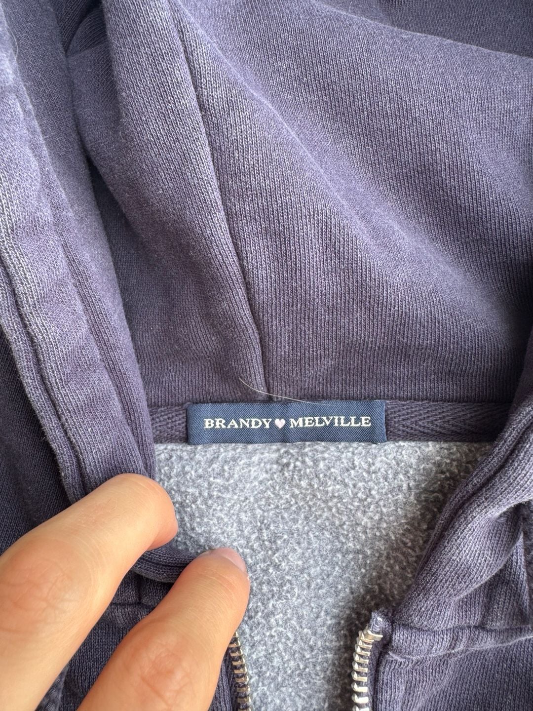 Brandy Melville Navy Blue Christy Zip Up Hoodie 5