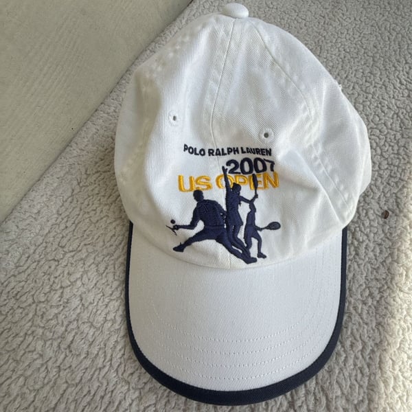 NWT White Polo Ralph Lauren US Open 2007 Baseball Cap Vintage