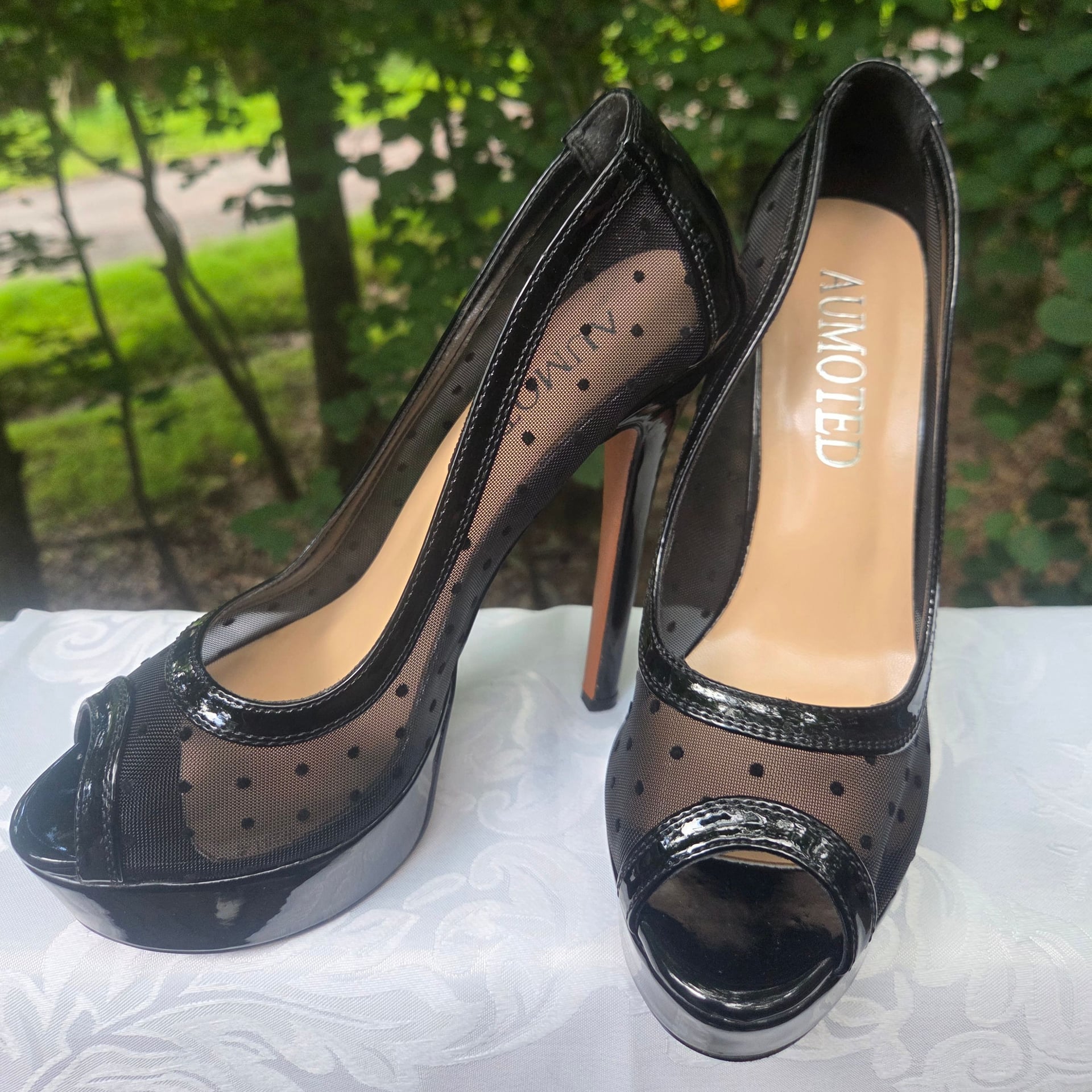 Women's Peep Toe 6" High Heel Platform Stiletto Pumps 2