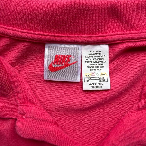 Nike Polo Shirt Size XL Retro Vintage 90s Pink With Black Embroidered Swoosh 