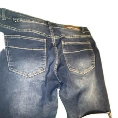 PREOWNED!!! M. Society Men's Blue Medium Wash Slim Tapered Stretch Jeans Strap Buckle 11