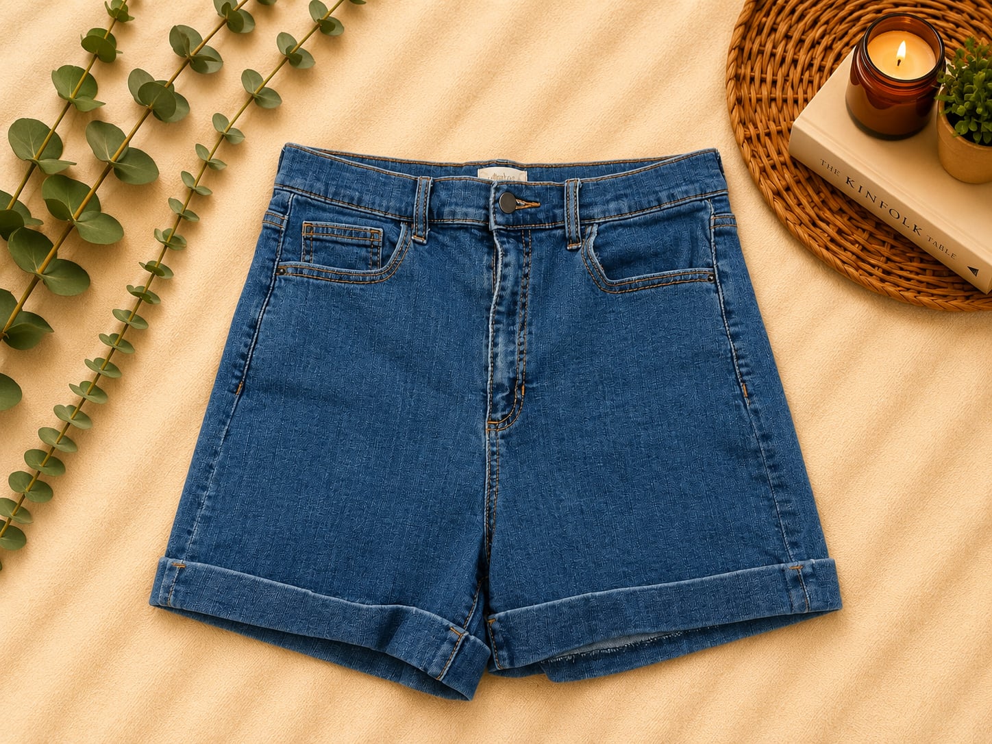 Altar'd State High Rise Cuffed Denim Shorts Size 13 2