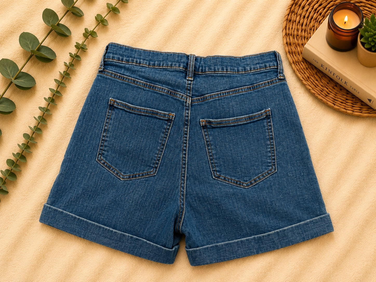 Altar'd State High Rise Cuffed Denim Shorts Size 13 3
