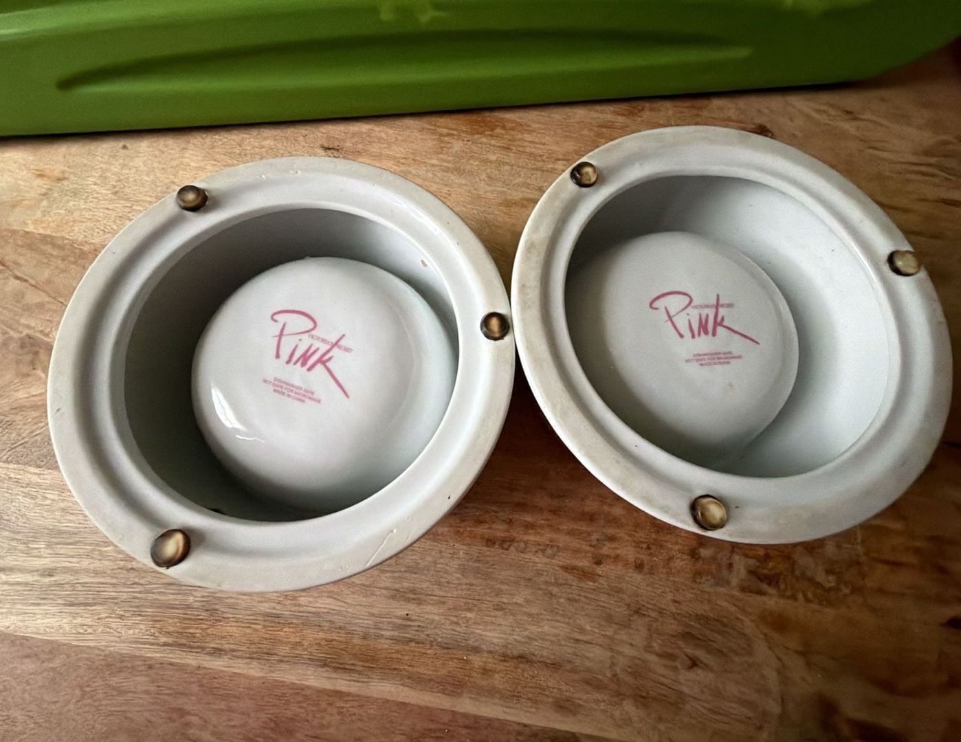 Rare Victoria's Secret PINK Ceramic Pet Bowls Set of 2 3
