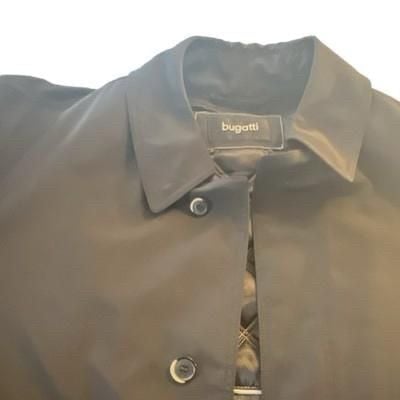 Bugatti Men's XL Black Solid Overcoat Button Front Point Collar Acrylic 25" 2