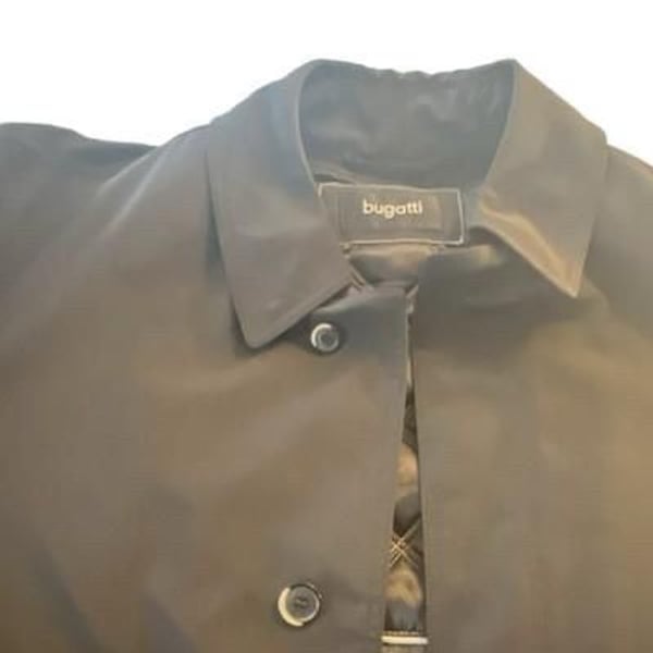 Bugatti Men's XL Black Solid Overcoat Button Front Point Collar Acrylic 25"