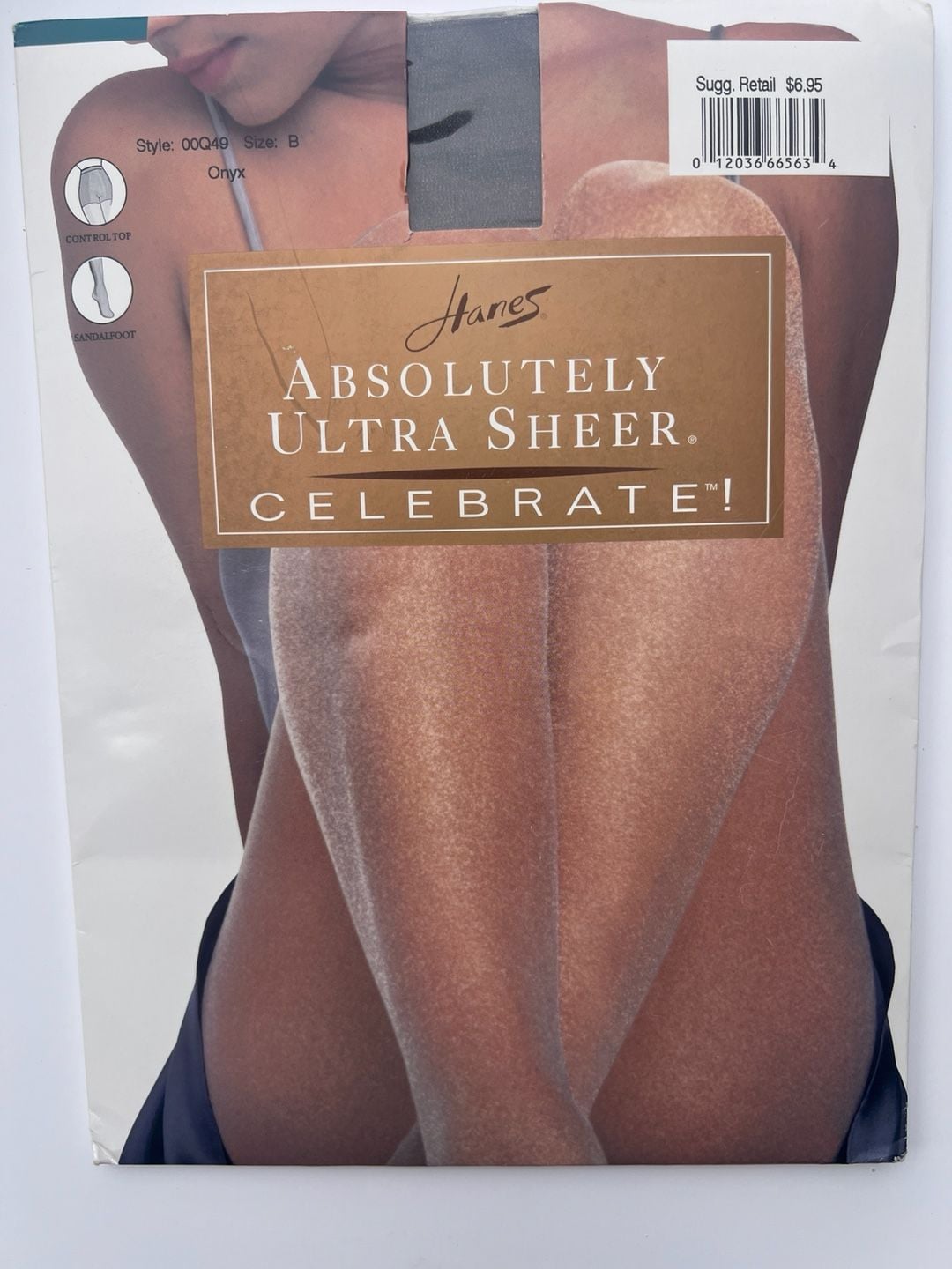 Vintage 2000 Hanes Absolutely Ultra Sheer Celebrate Onyx Pantyhose Size B NOS 1