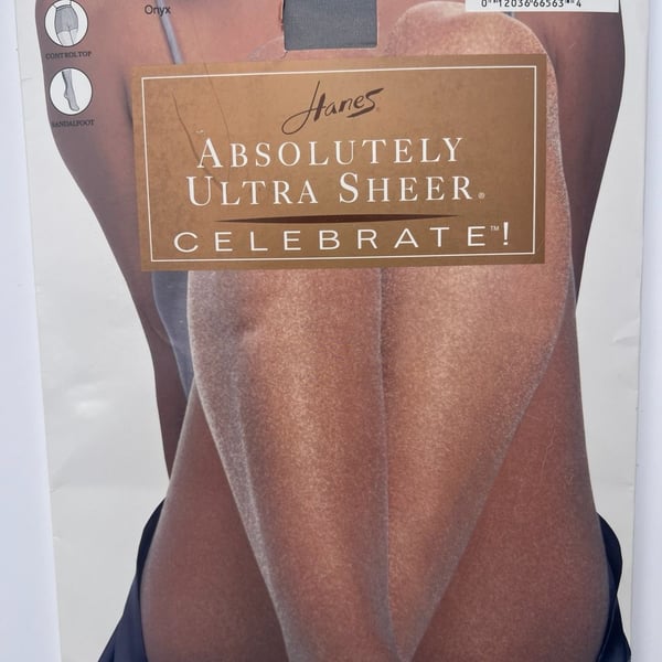 Vintage 2000 Hanes Absolutely Ultra Sheer Celebrate Onyx Pantyhose Size B NOS