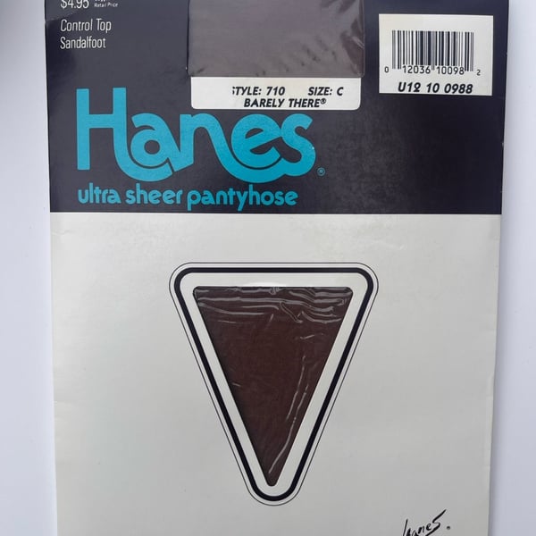 Hanes Ultra Sheer Pantyhose Style 710 Size C Charcoal Gray Control Top Sandalfoot