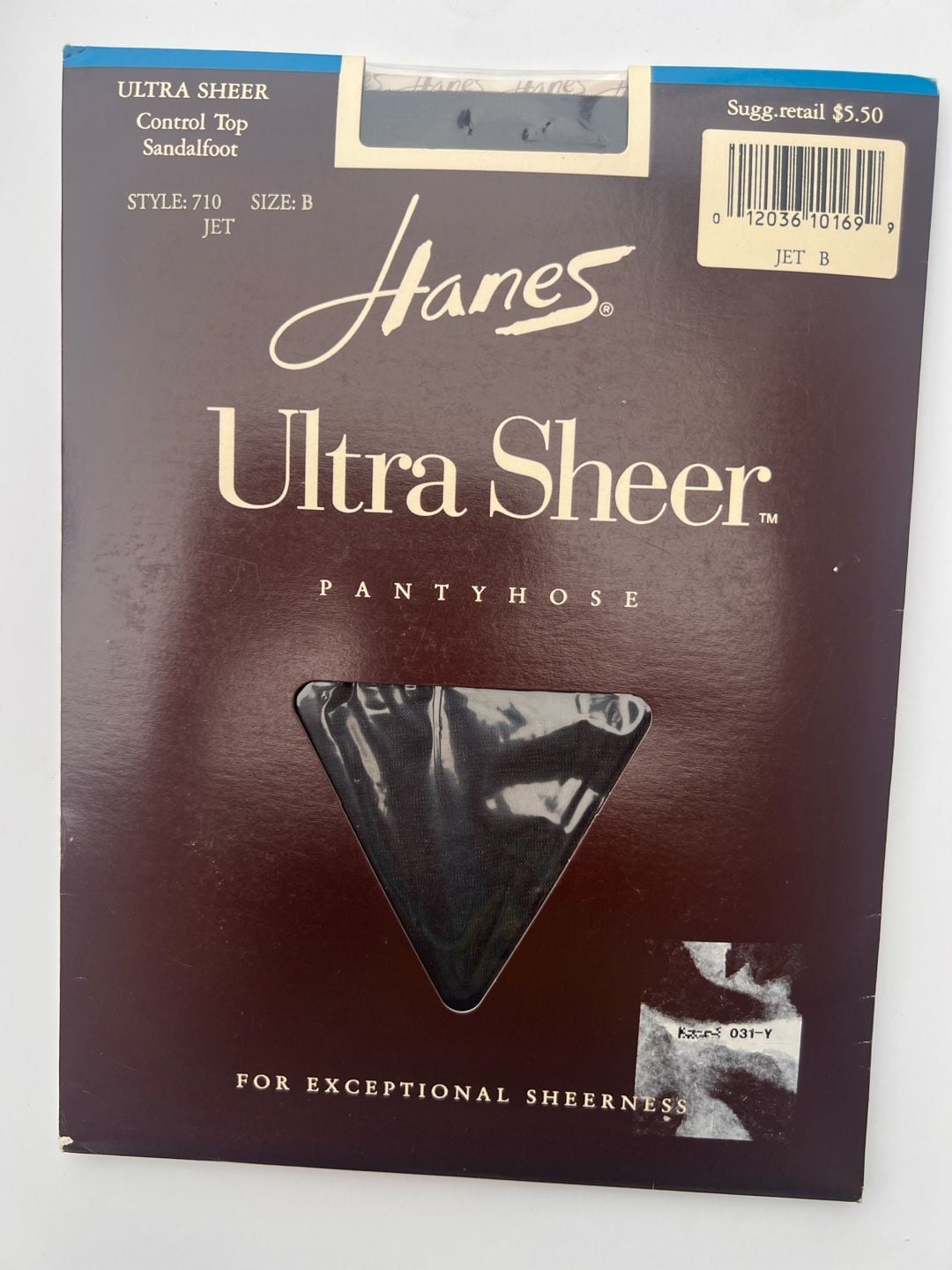 Hanes Ultra Sheer Pantyhose Style 710 Jet Size B Control Top Sandalfoot 1