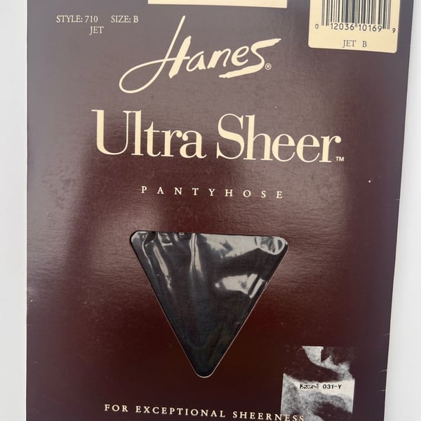 Hanes Ultra Sheer Pantyhose Style 710 Jet Size B Control Top Sandalfoot