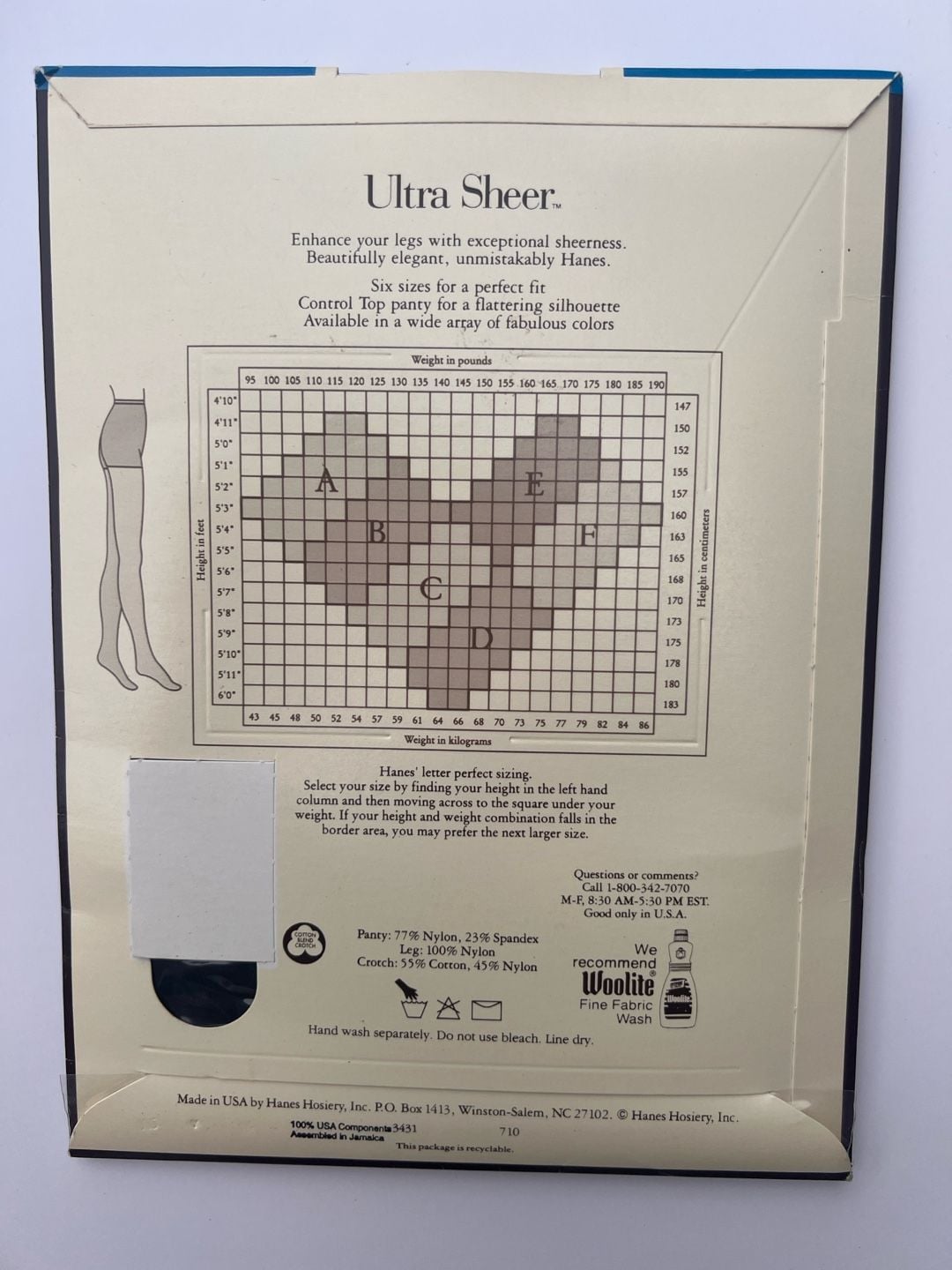 Hanes Ultra Sheer Pantyhose Style 710 Jet Size B Control Top Sandalfoot 2