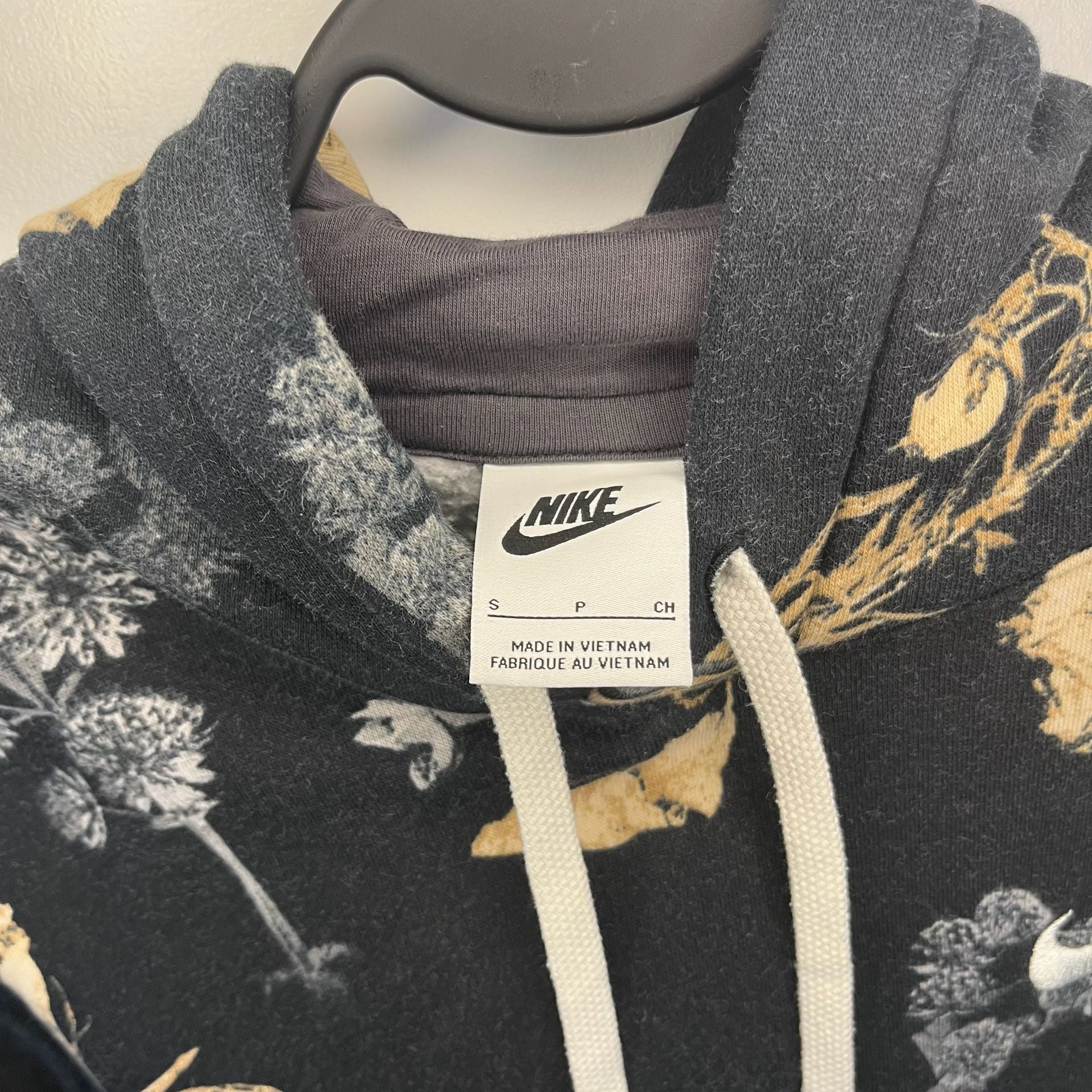 Nike Sportswear Club Fleece Floral Print Pullover Hoodie Size Small 3