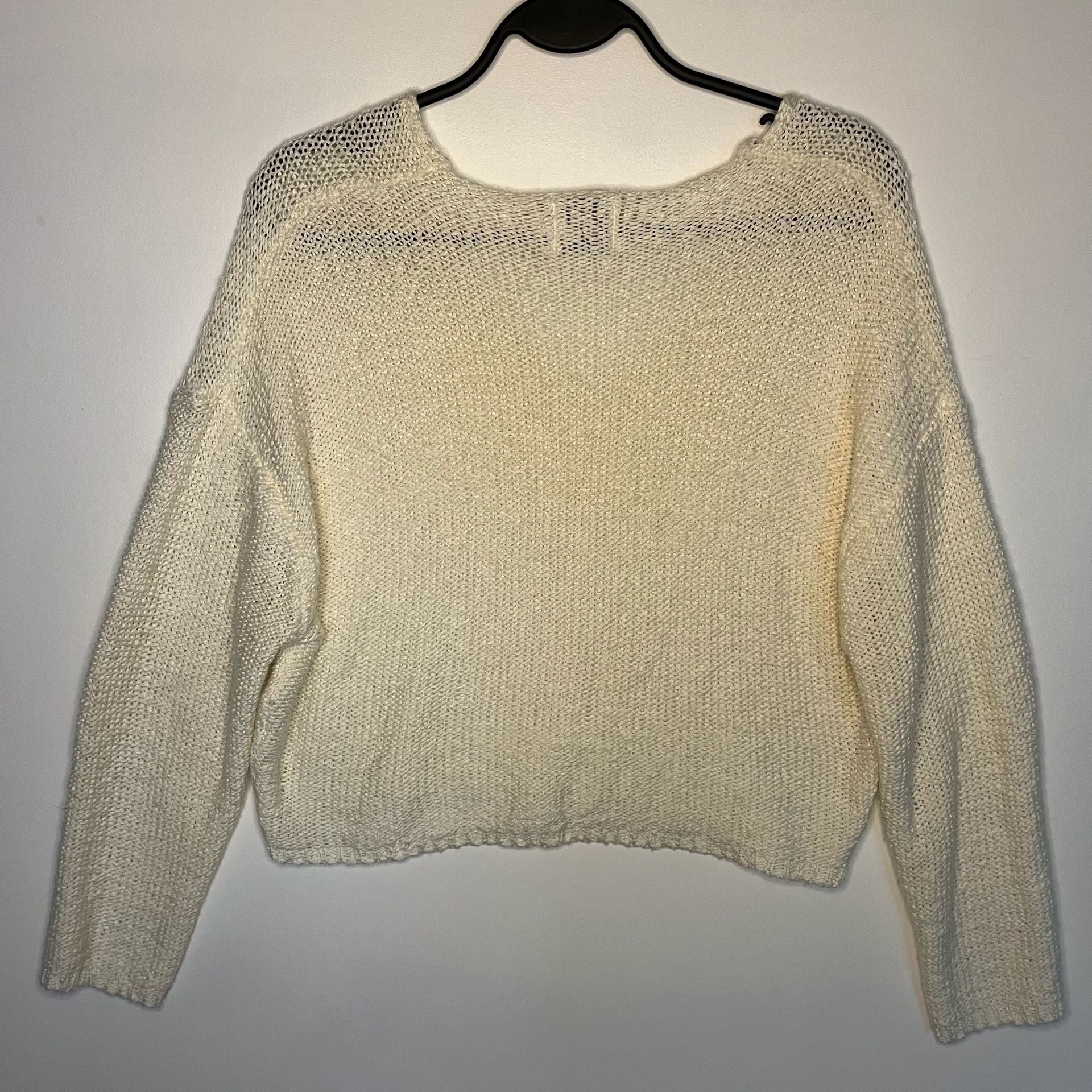 Princess Polly Cream V-Neck Cropped Knit Sweater 6