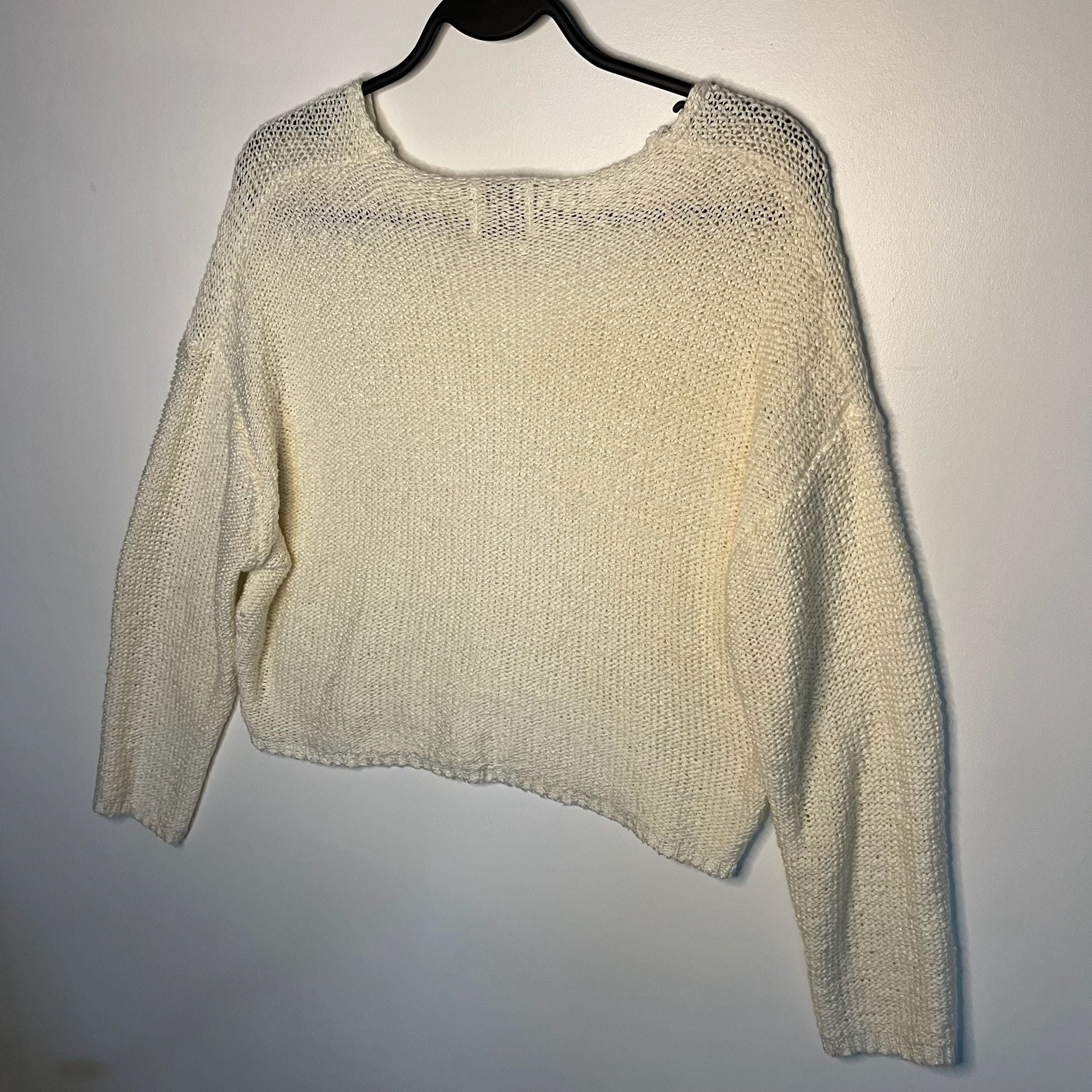 Princess Polly Cream V-Neck Cropped Knit Sweater 7