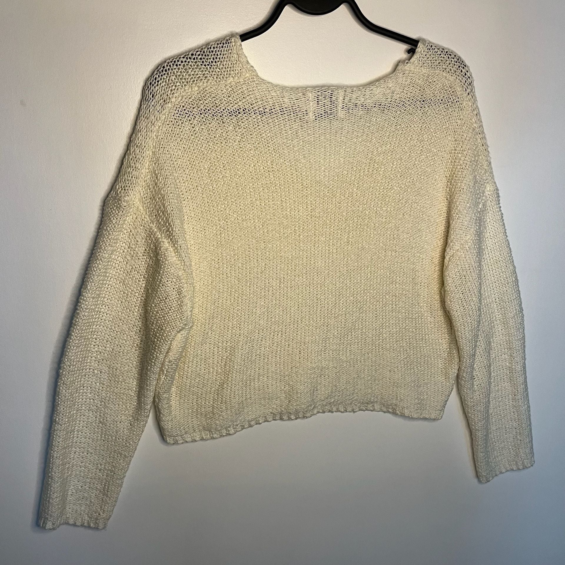 Princess Polly Cream V-Neck Cropped Knit Sweater 8