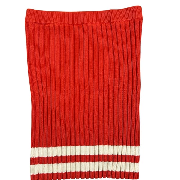 ASOS Red Ribbed Knit Mini Skirt with White Striped Hem Size US 10
