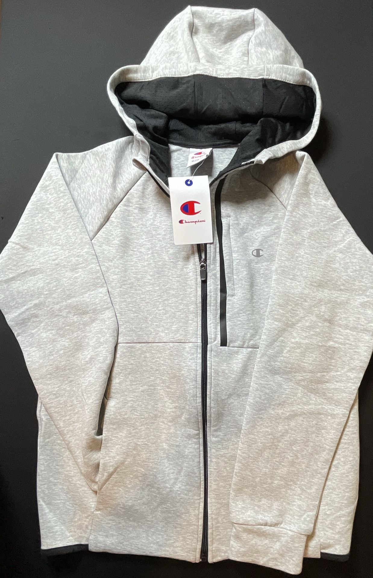 Champion Double Knit Zip Up Hoodie Heather Grey XL 2