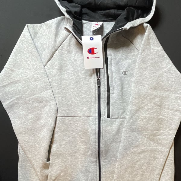 Champion Double Knit Zip Up Hoodie Heather Grey XL