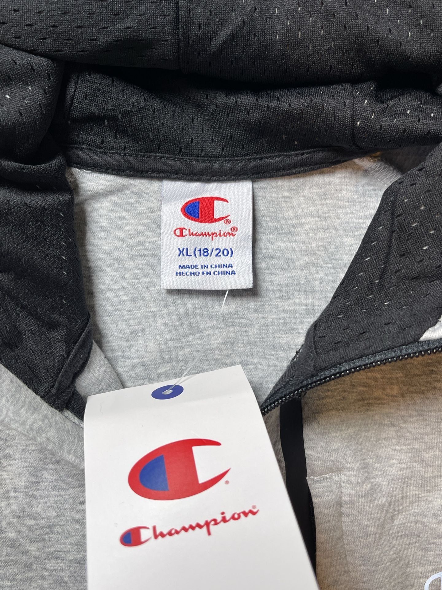 Champion Double Knit Zip Up Hoodie Heather Grey XL 3