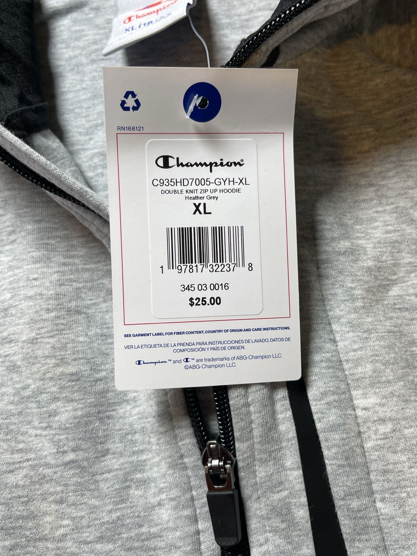 Champion Double Knit Zip Up Hoodie Heather Grey XL 4