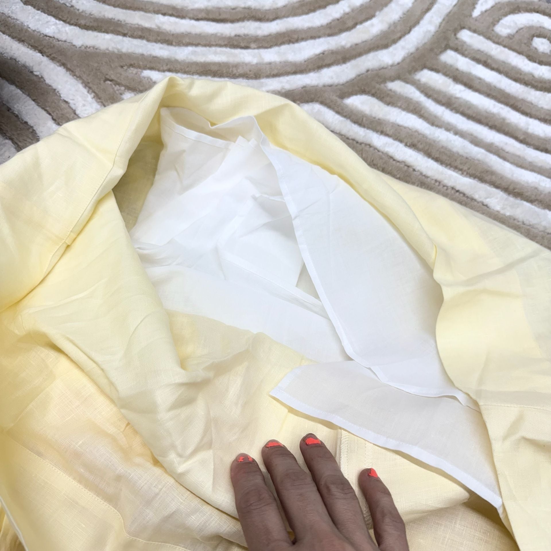 Fanm Mon linen L yellow dress with embroidered flowers 7