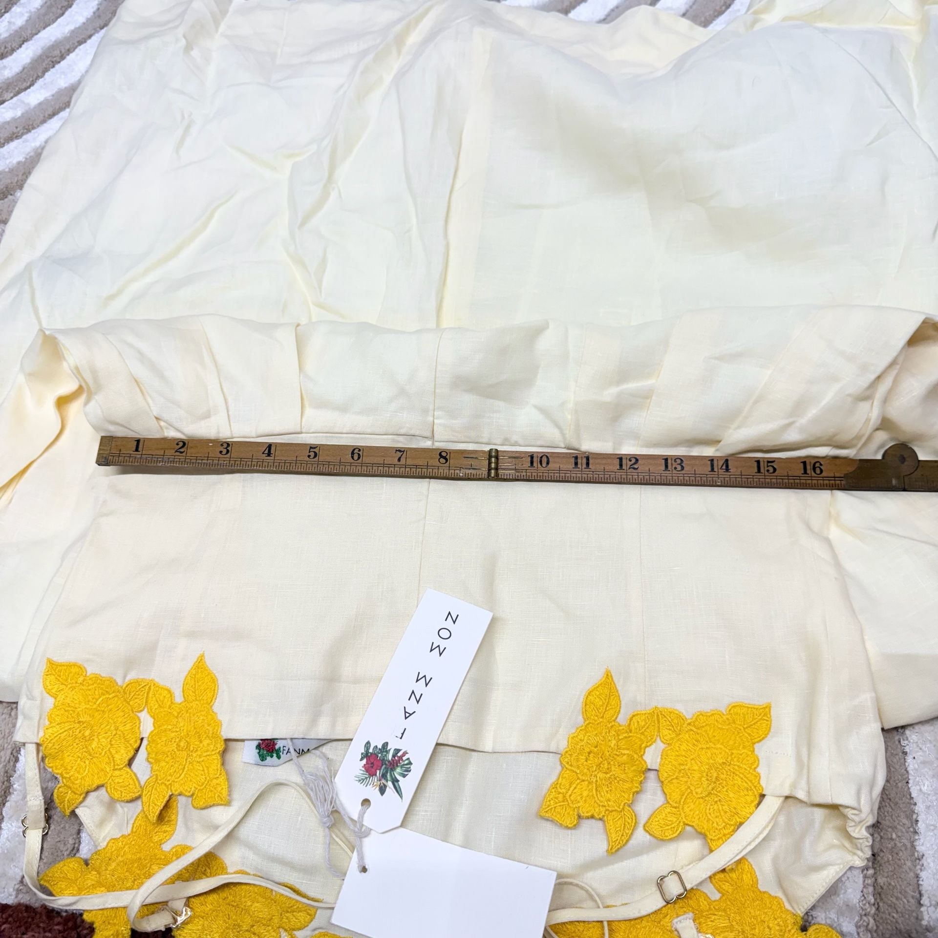 Fanm Mon linen L yellow dress with embroidered flowers 10