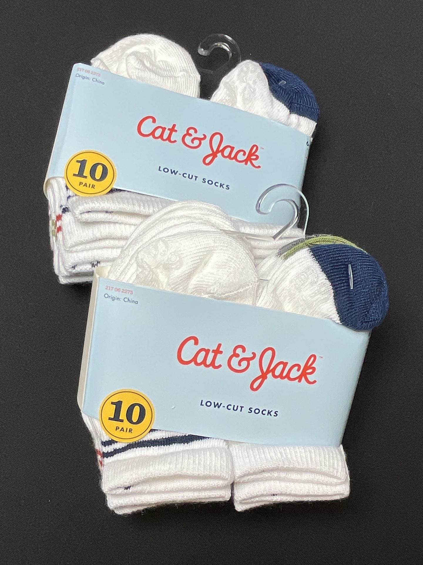 2 packs of Cat & Jack Low-Cut Socks 10-Pair Pack Size 6-12M 1