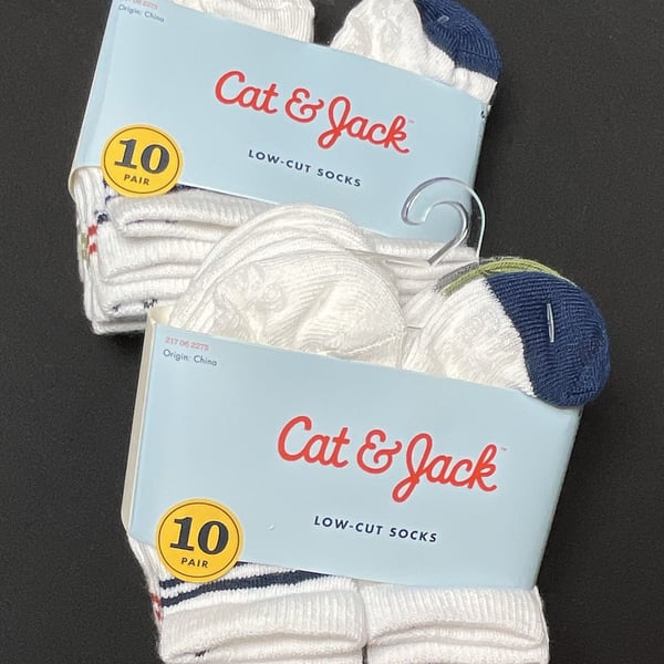 2 packs of Cat & Jack Low-Cut Socks 10-Pair Pack Size 6-12M