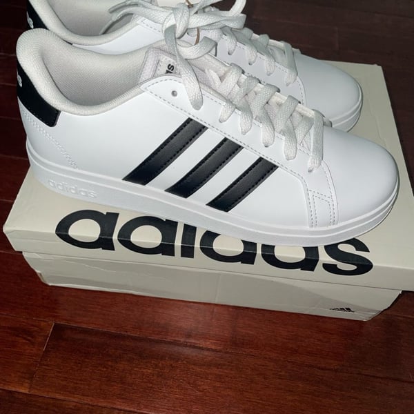 Adidas Grand Court 2.0 K White/Black Kids Sneakers GW6511 Size 6