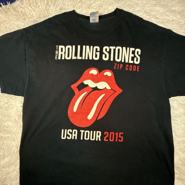 Gildan Ultra Cotton The Rolling Stones Zip Code USA Tour 2015 Black T-Shirt XL