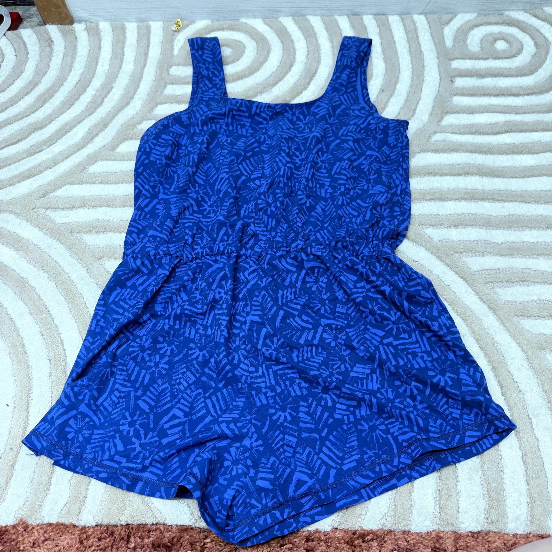 M Prana Railay Blue Drawstring Summer Sleeveless lightweight zip Romper 2