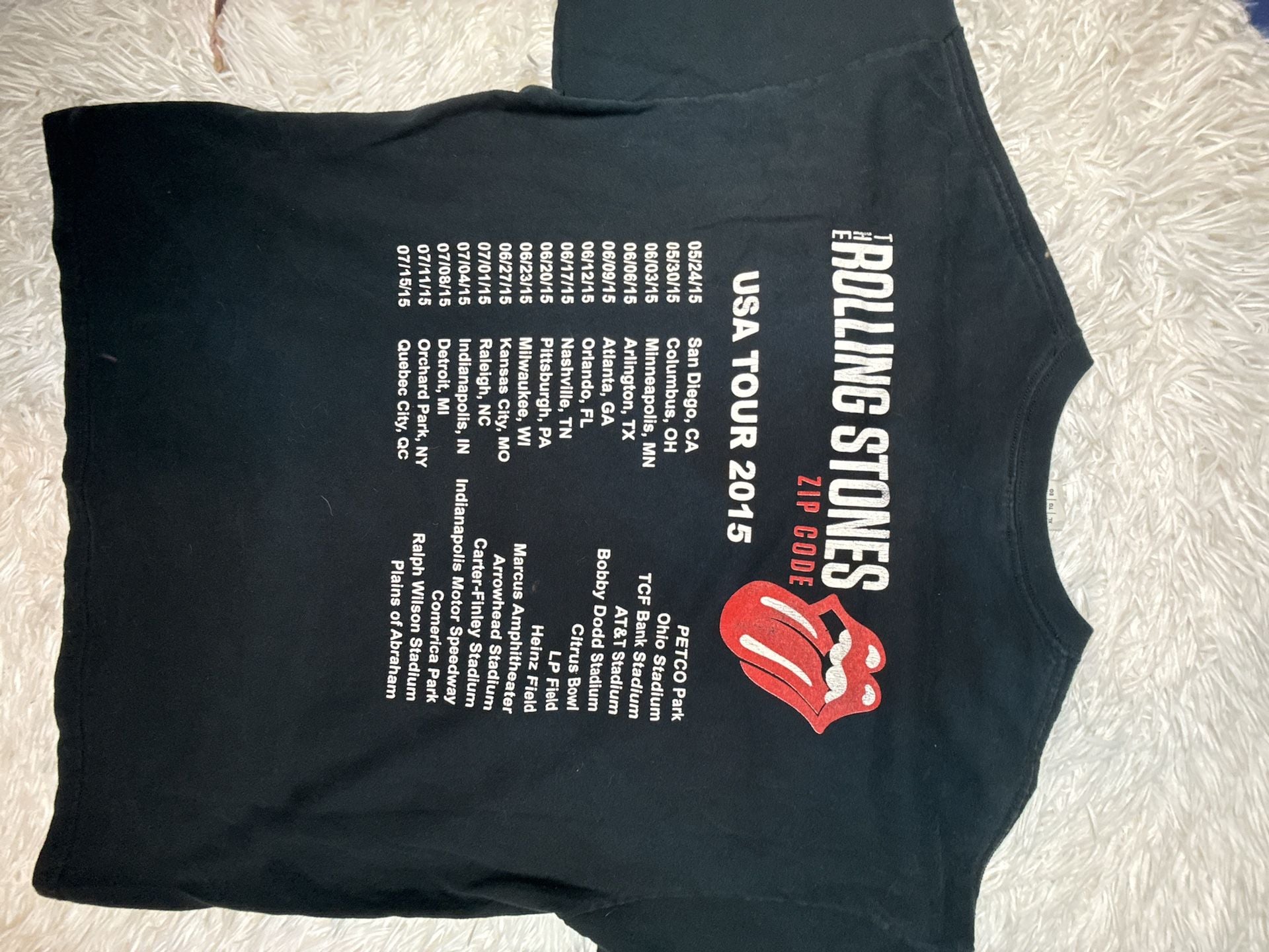 Gildan Ultra Cotton The Rolling Stones Zip Code USA Tour 2015 Black T-Shirt XL 7