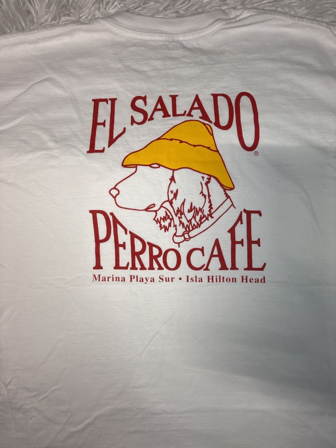 Vintage El Salado Perro Cafe Marina Playa Sur Isla Hilton Head Graphic T-Shirt White 3